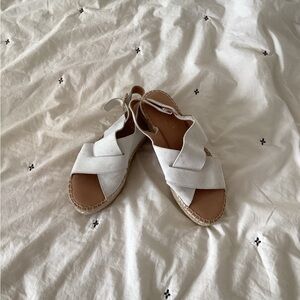 Paseart Suede Leather Cross Strap Espadrille Slingback Sandals 39